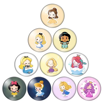

Cute Princesses girls Gift 10mm/12mm/18mm/20mm/25mm Round photo glass cabochon demo flat back Making findings ZB0543
