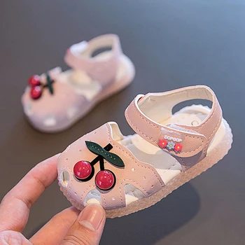 

New Summer Newborn Baby Soft Bottom First Walkers Close Toe Infant Toddler Crib Shoes Pink Baby Girls Summer Shoes Size 15-25
