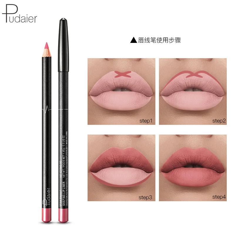 Pudaier12-color для губ, подводка для губ, Водонепроницаемый прочный обесцвечивания телесного цвета, блеск для губ, матовый, подводка для губ, матовая губная помада ручка Лидер продаж - изображение