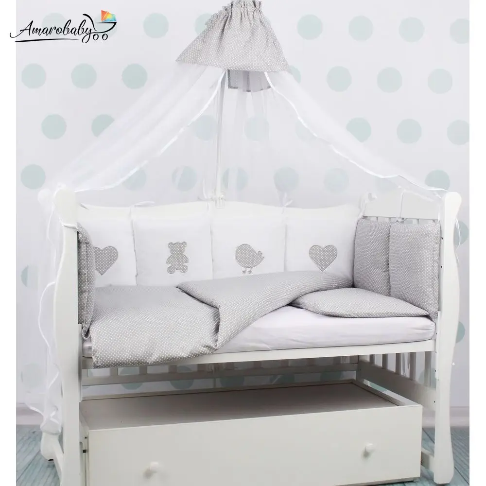Комплект Premium в кроватку 18 предметов(6+12 бортиков) AmaroBaby Пупс
