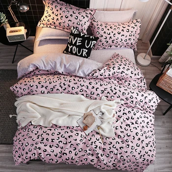 

Leopard Pattern Pink Bedding Set Queen Double Single Size Duvet Cover Bed Sheet Pillow Case Bed Linen Set