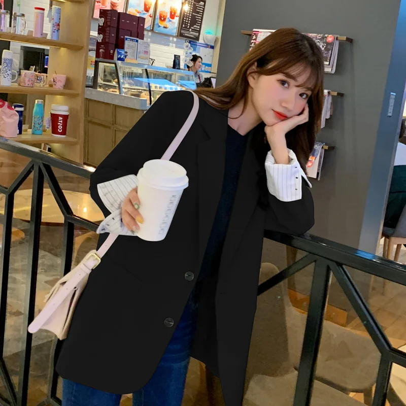 

CHIC Suit Jacket Women's Spring And Autumn Korean-style Loose Casual Versatile Students British Style Retro Hong Kong Style Suit