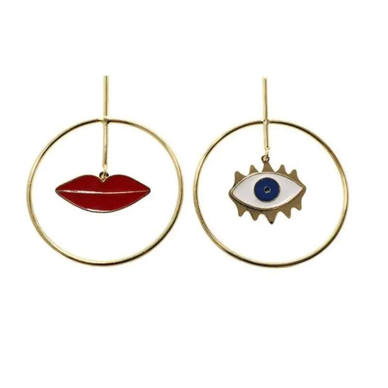 

Boho Circle Lips Eyes Dangle Ear Stud Women Irregular Drop Earrings Jewelry