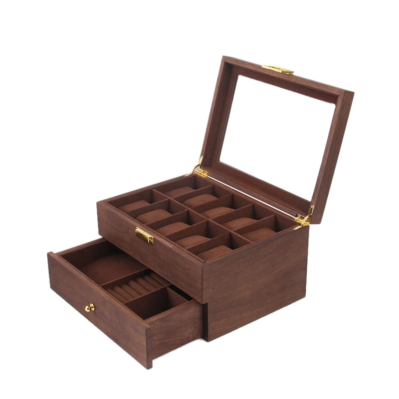 

Grids Retro Wooden Watch Display Case Durable Packaging Holder Jewelry Collection Storage Watch Organizer Box Casket NO.2