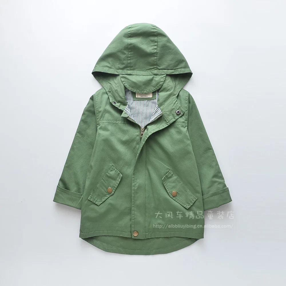 

0118-09 Foreign Trade Childrenswear 2019 Spring New Style Cartoon Lettered Embroidered BOY'S Hooded Trench Coat