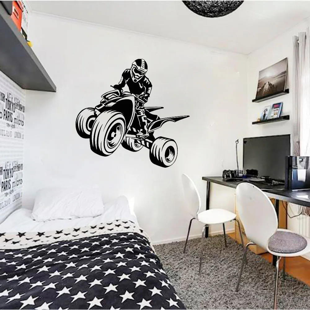 

Quad Bike Wall Decal Sport ATV Garage Man Cave Decor Vinyl Wall Stickers Kids Boy Bedroom Playroom Cool Mural Decals S708