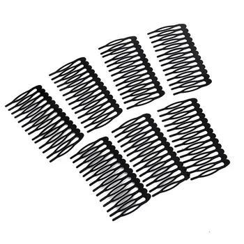 

10pcs 14-Pins Metal Hair Comb Black