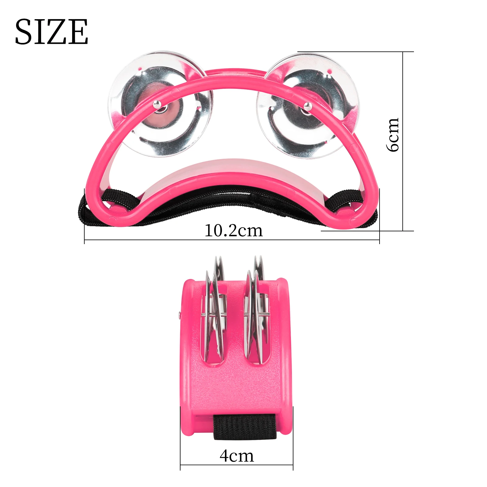 Percussion Foot Tambourine with 4 Pairs of Stainless Steel Jingle & Elastic Strap Percussion Musical Instrument