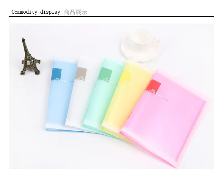 Color Dull Polish A5 Folder Info Booklet Transparent Insert Bag Office Voucher Storage Clip 20 30 40 60 Page