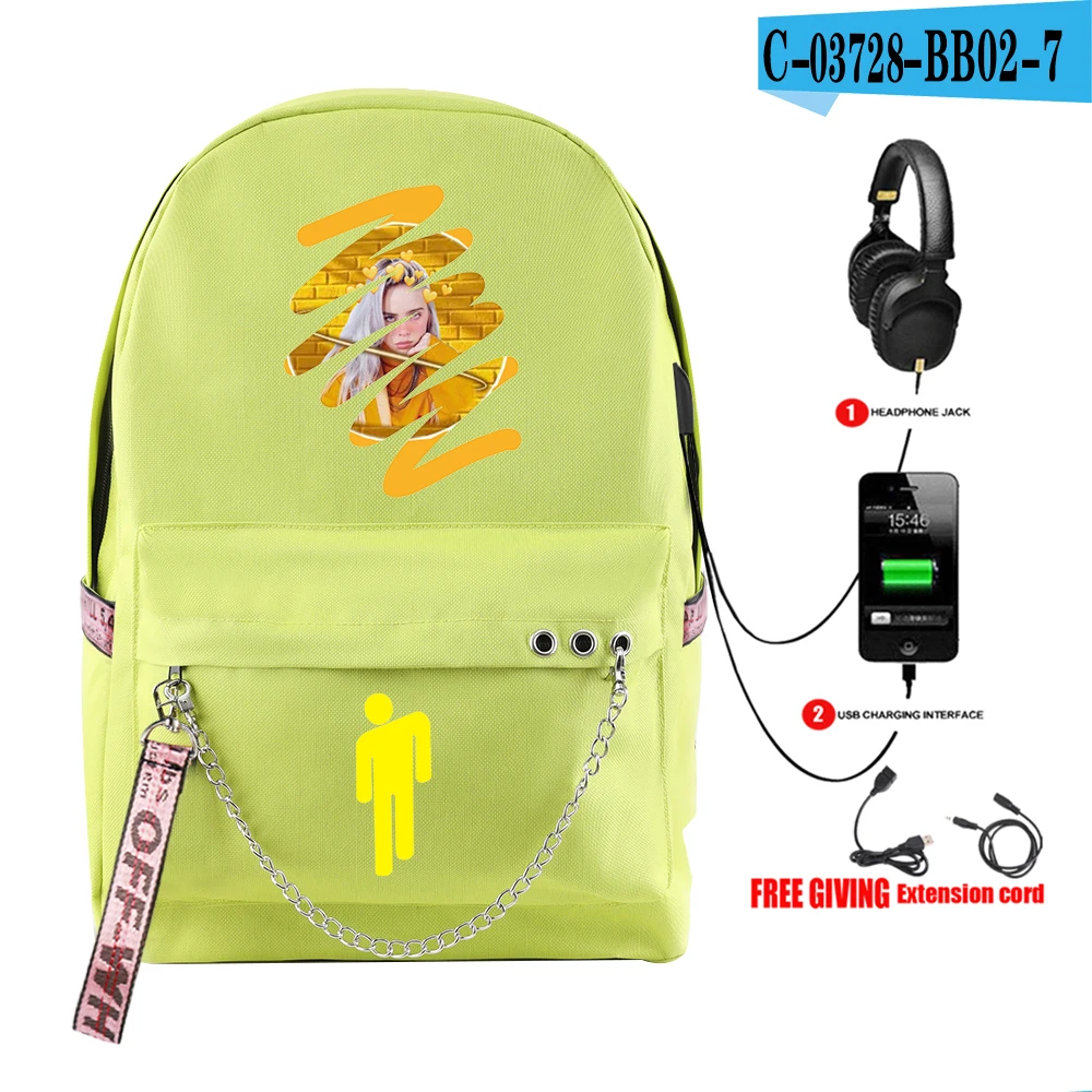 Frdun Tommy добавить свой комментарий рюкзак с USB Молния Harajuku модные классная, с принтом для девочек Новое поступление плеча студенческий дорожный рюкзак - Цвет: green