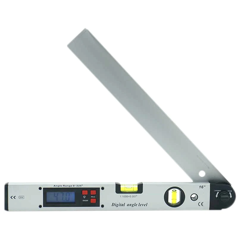 Argent LCD Electronique Outil Tubulaire En Aluminium Viseur dangle mesureur dangle 400mm AGPtek Rapporteur numérique 0°-225° Digital Niveau A Bulle Pratique 
