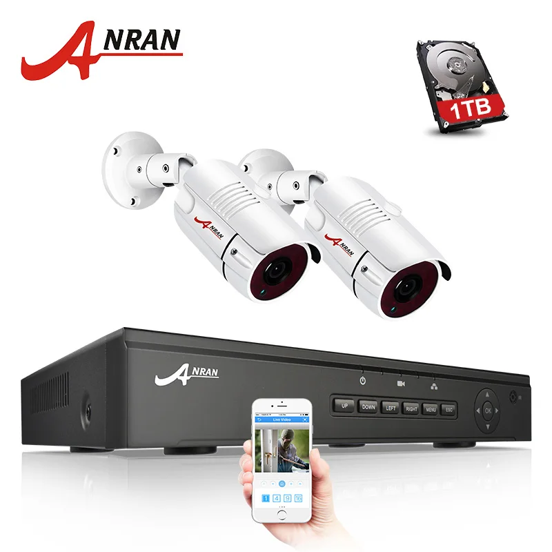 ANRAN CCTV камера система 4CH/8CH POE NVR комплект 48V ONVIF камера видеонаблюдения система HD IP Камера уличная система видеонаблюдения - Цвет: 2 Cameras Kit