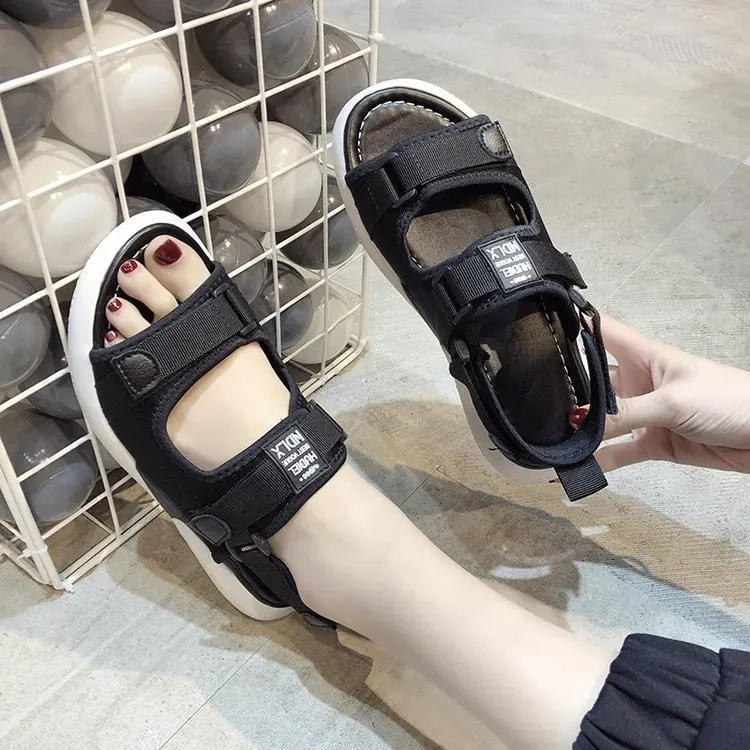 

Sandals 2020 New Style Summer Ulzzang Thick Bottomed Online Celebrity Versatile Flat Double Purpose Sports Slipper Middle School