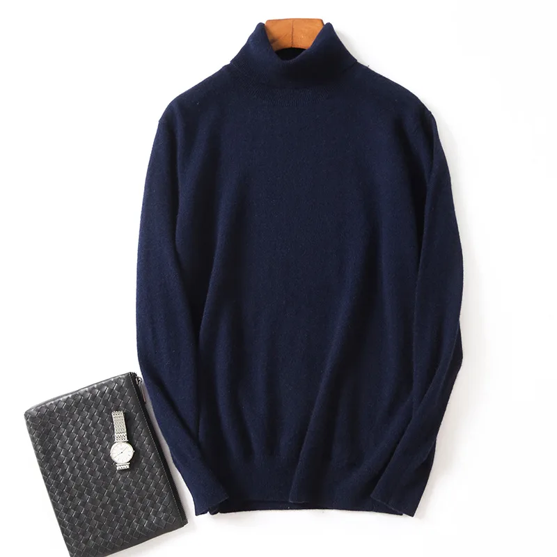 

Cashmere Sweater Men High Collar Woollen Sweater Warm Pullover Sweater Korean-style Fashion Sweater Winter Solid Color Base Shir