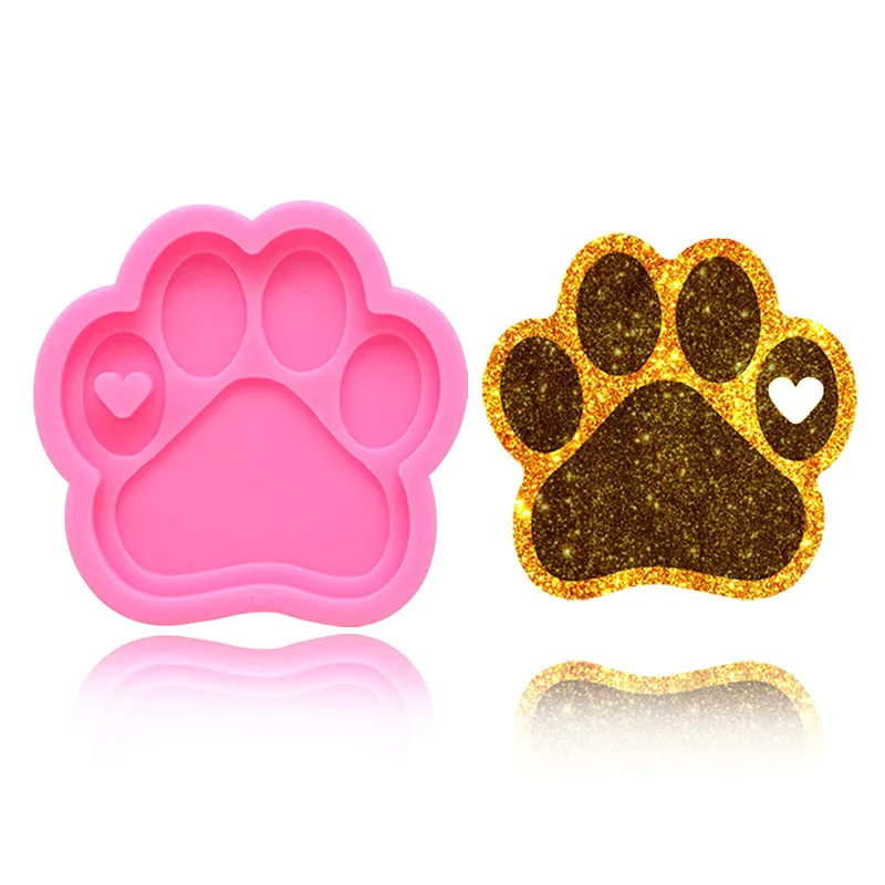 

1pcs Bright Love Bear Paw Molds For Keychains Diy Dog Foot Epoxy Model Resin Key Keychains Moulds Silicone Custom Mold