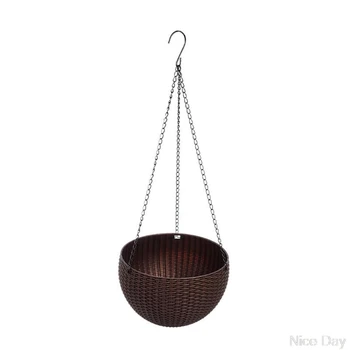 

Round Plastic Flower Pot Garden Plant Chain Hanging Planters Balcony Decoration My08 20 Dropship