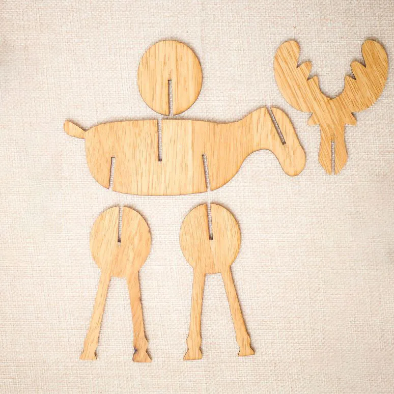 1 шт. DIY лося олень Рождественская елка деревянное ремесло Рождественский орнамент детская игрушка в подарок Год Вечерние декор дома Украшение стола 62871