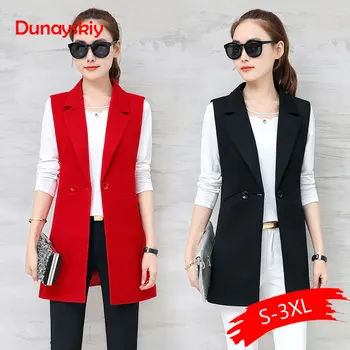 

2020 Spring And Autumn Wild Women's Vest Long Section Korean Slim Was Thin Sleeveless Suit Vest Vest Jacket Jacket