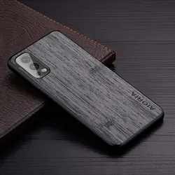 Luxury Bamboo Wood Pattern Leather Phone Case - Premium Designer Cover for Nord CE 2 Lite (Dark Gray)