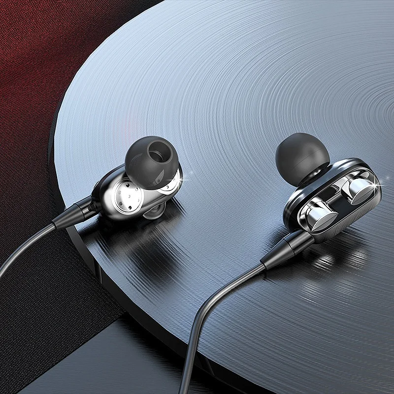 HiFi Game Headset Quad Core Dual Drive Unit Stereo Subwoofer Noise Reduction Headphone Speakers with MIC USB Earphone