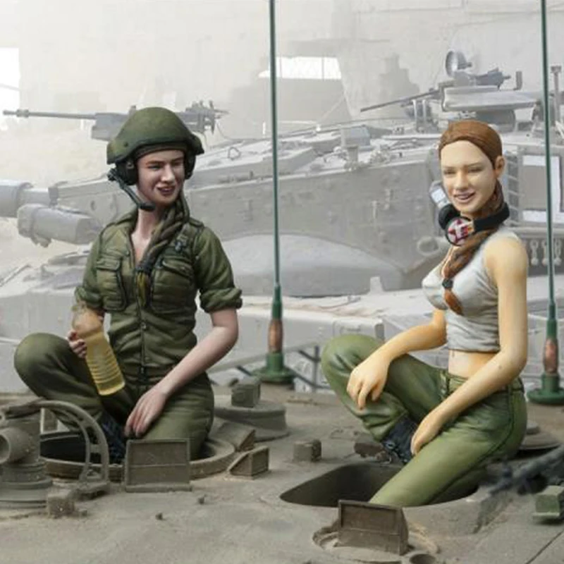 Unpainted 1/35 Female Soldier Girl Resin Figure Model Kit Unassembled Military 