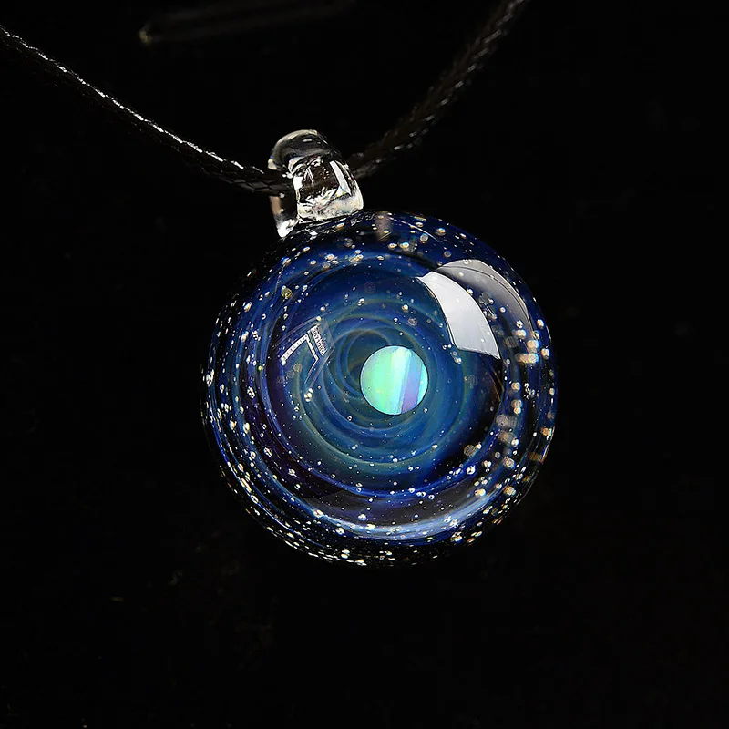 BOEYCJR уникальный Опал Камень Вселенная стекло планеты кулон ожерелье галактика Веревка Цепь солнечная система ожерелье для женщин подарок - Окраска металла: 5