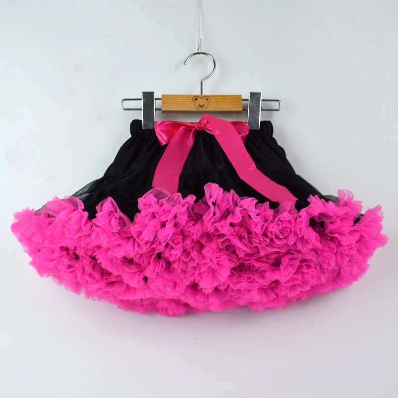 black hot pink Модная юбка-пачка девочек яркая детская одежда Вечерние пышные детские юбки-американки принцесс танцевальный костюм балета для детей от 0 до 16 лет - Цвет: black hot pink