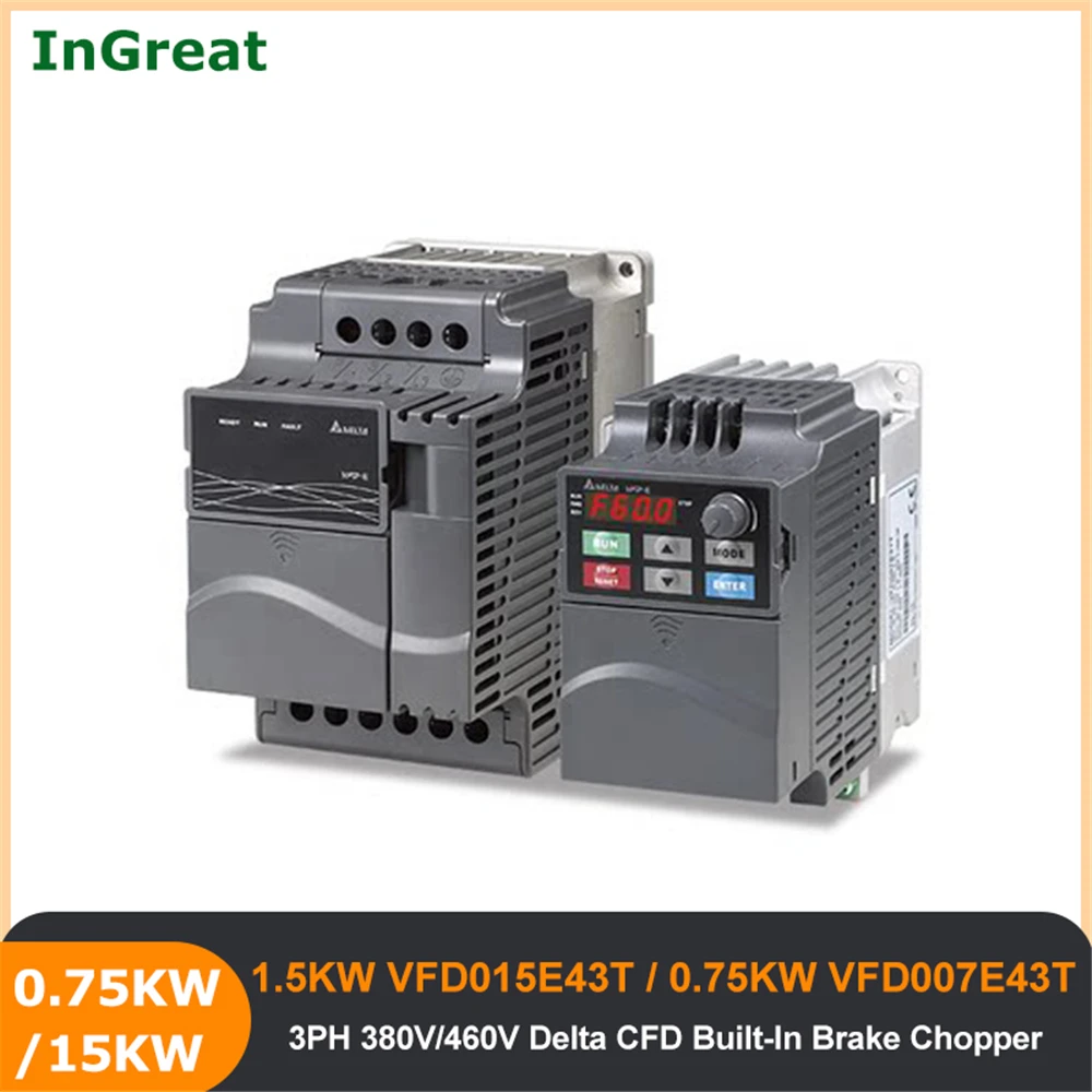 380V 460V 0,75kw VFD007E43T 380V 1,5kw VFD015E43T Delta 3PH 2HP