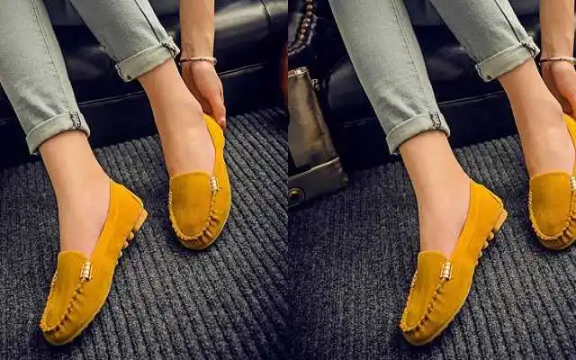 Women's flat shoes _ female flat shoes set foot lazy low to help shallow mouth frosted round head casual breathable
