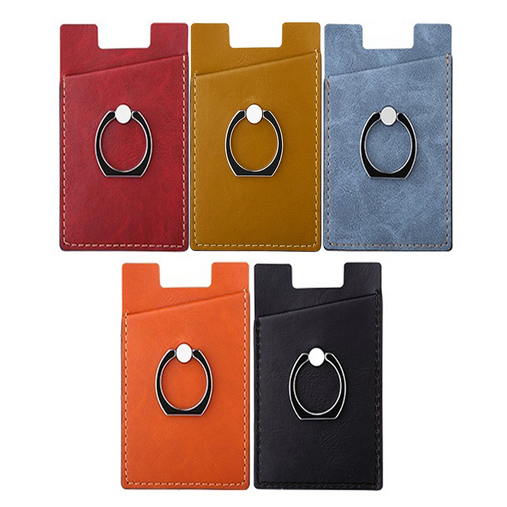Cell Phone Card Holder Card Pocket With Ring Stand Adhesive Sticker