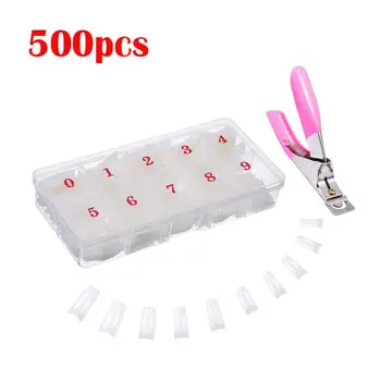 

Acrylic Nail Tips French Nail Tip 500pcs Artificial False Nails Half Tips with Box & False Nail Clipper for Nail Art Salons and