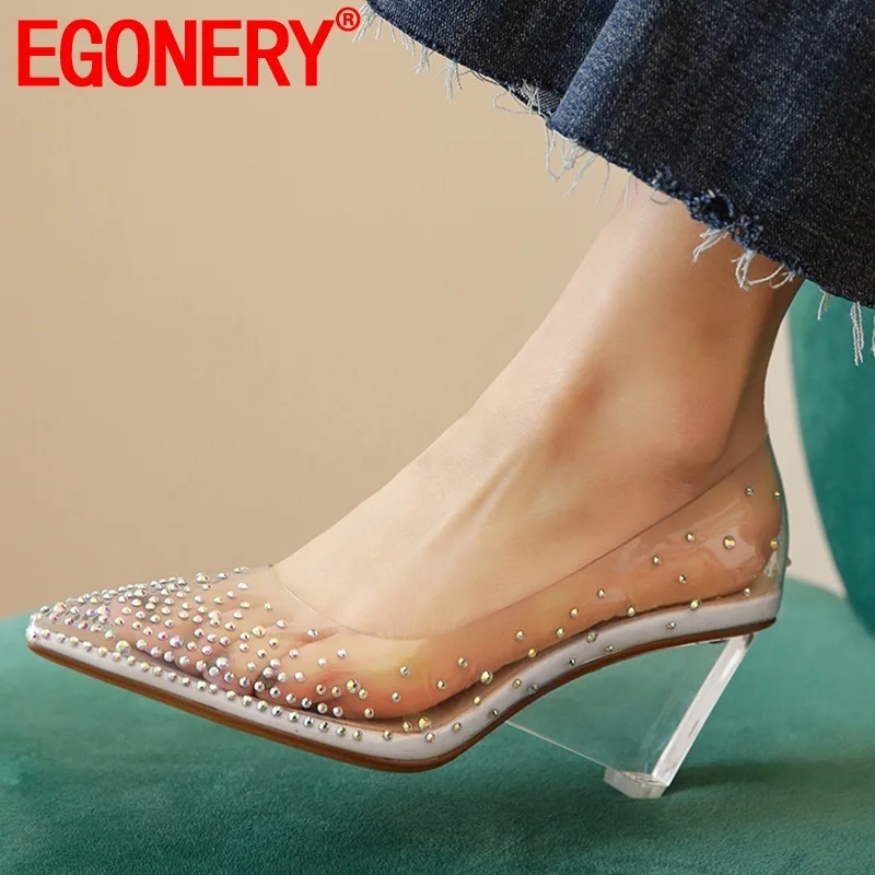 EGONERY Сезон весна Новинка Модные пикантные женские туфли лодочки На улице с