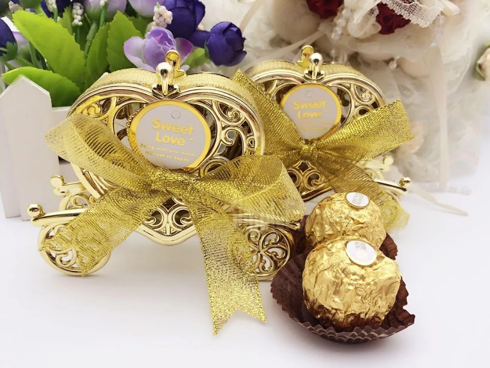 Love Carriage Wedding Box Party Favours Gift Candy Chocolate Box Gold and Silver Box for Wedding Baby Birthday Party
