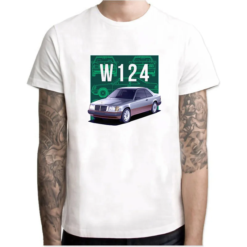 W124 класс мужские футболки круглый воротник Топы с коротким рукавом o-образным