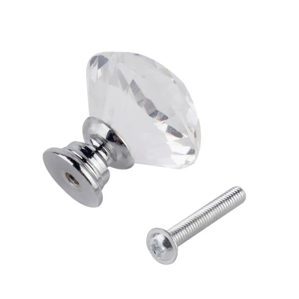 1pcs 30mm Diamond Crystal Glass Alloy Door Drawer Cabinet Wardrobe Pull Handle Knobs Drop Worldwide Store