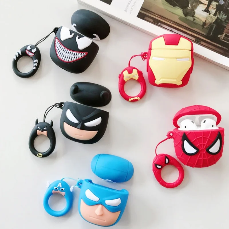 

Cute Cartoon Superheros Bluetooth Earphone Case Protective Cover Skin Accessories for Airpods Cases Charging Box with Hooks
