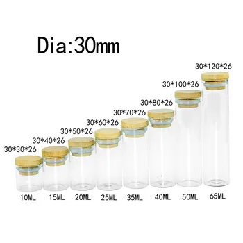 

5PC Mini Glass Bottle With Bamboo Cover Empty Airtight Glass Borate Bottles Tea Liquorice Candy Saffron Jars Leak Proof Jars