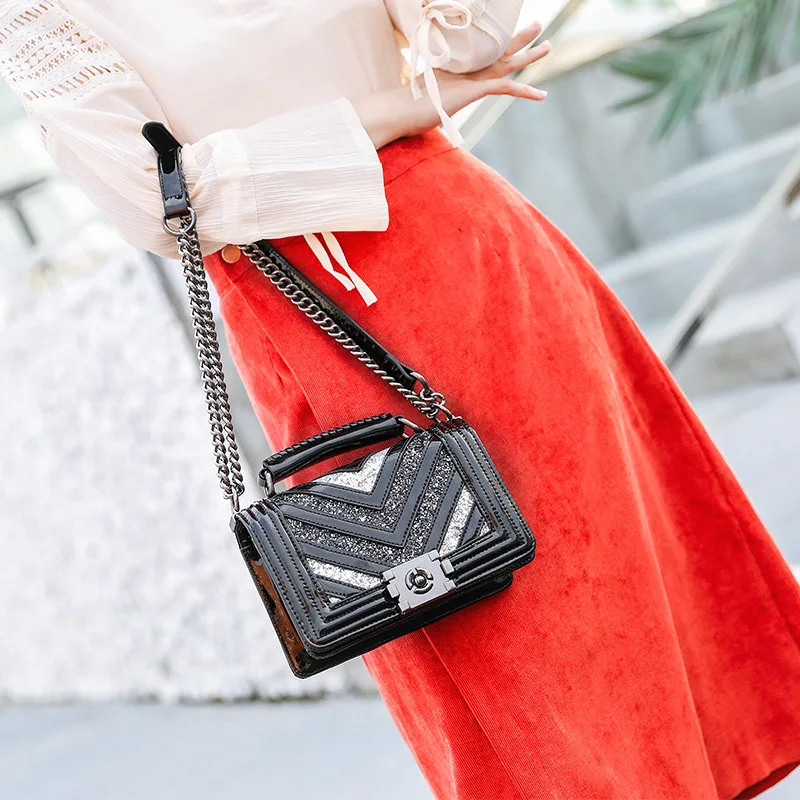 

2018-Handbag Shoulder Bag with Chain Guangzhou Bright Skin Diamond Set Bag