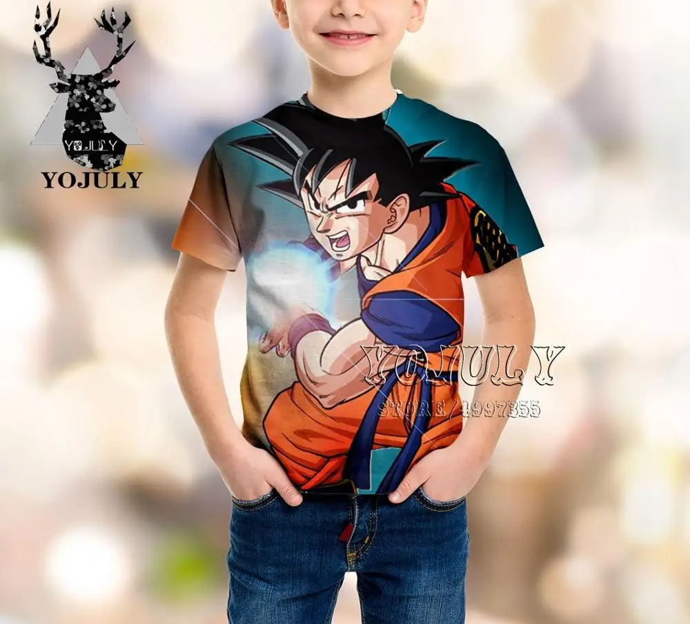 YOJULY Dragon Ball Goku Kiki/аниме Харадзюку, детская одежда с 3D-принтом для маленьких мальчиков и девочек, детская футболка Лидер продаж, модная A414 - Цвет: 17