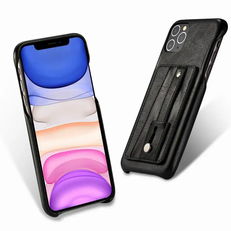 Роскошный Ретро Чехол из искусственной кожи для iphone 11 Pro Max XS X XR 7 8 Plus, чехол для телефона с отделениями для карт, задняя крышка с ремешком на палец, подставка-держатель