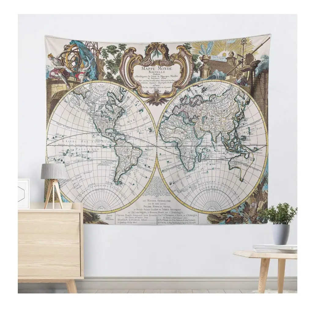 

Old Map Image Retro Geography Earth Tapestry Room Decor