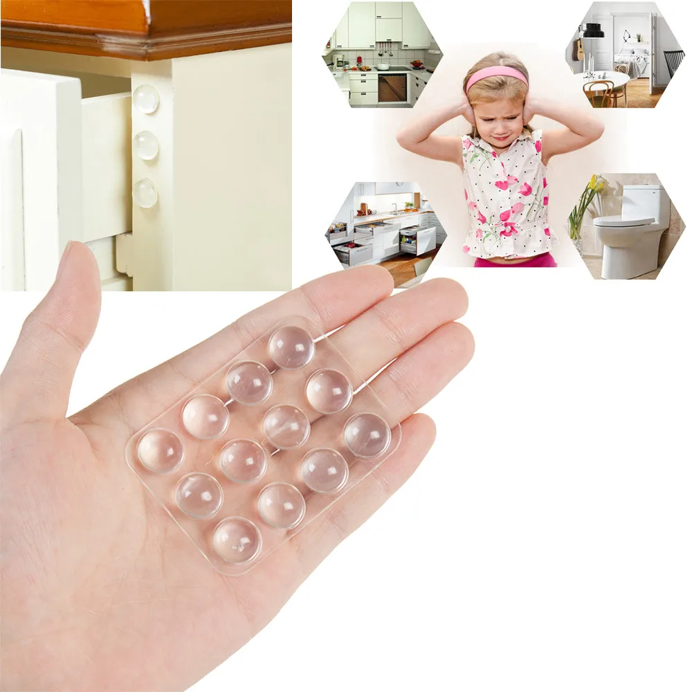 

24PC Mute Wall Sticker Transparent Non-Slip Silicone Shock Absorber Furniture Handle Door Lock Protection Pad #YL10
