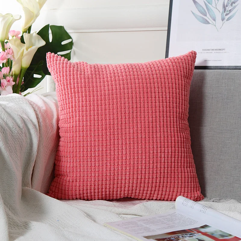 New European Pillowcase Velvet Cushion Cover Fabric Corduroy Sofa Pillowcase Without Core - Цвет: 02