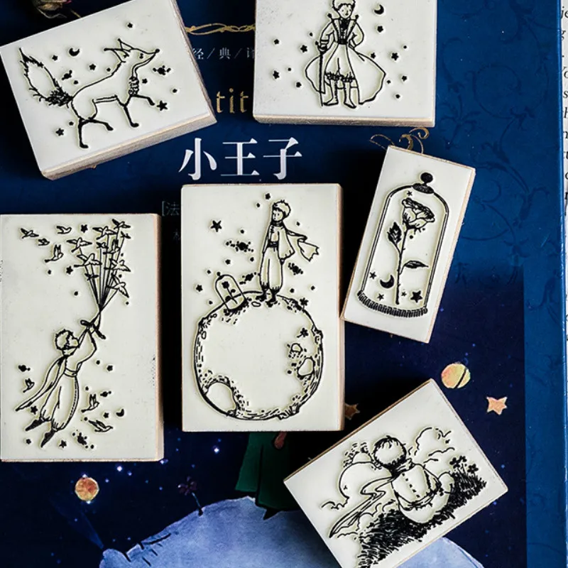 Little Prince And Friends Theme Fox Roses Wooden Stamp DIY Sticker Journal Diary Decoration Gift