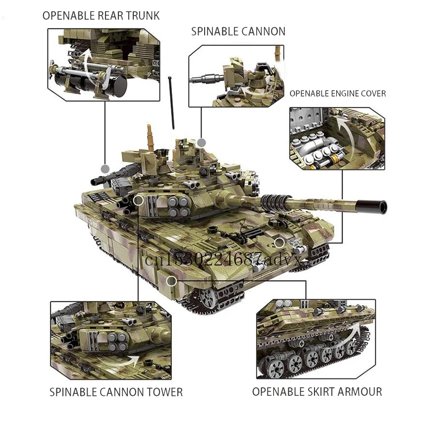 Военные русские танковые строительные блоки T90 Army Panzer Tiger Technic WW2 Weapon City
