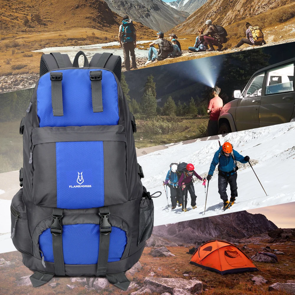 

50L Hiking Backpack Outdoor Sport Travel Daypack Bag Waterproof for Climbing Camping with Shoe Compartment Rucksack Men