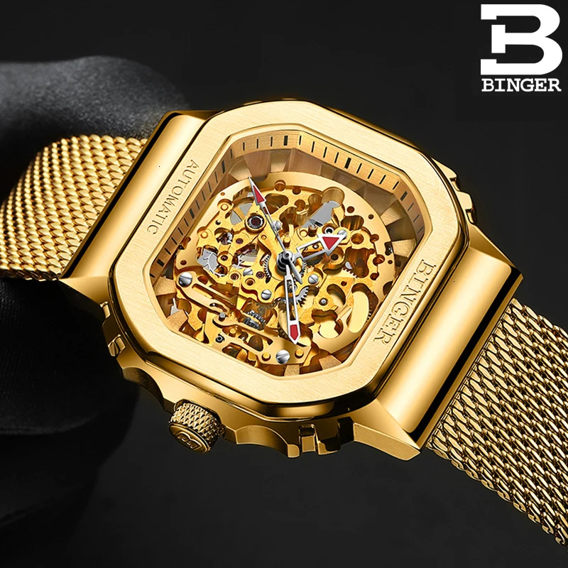 Швейцария БИНГЕР часы для мужчин автоматические механические часы роль люксовый бренд Скелет турбийон наручные Сапфир Водонепроницаемый