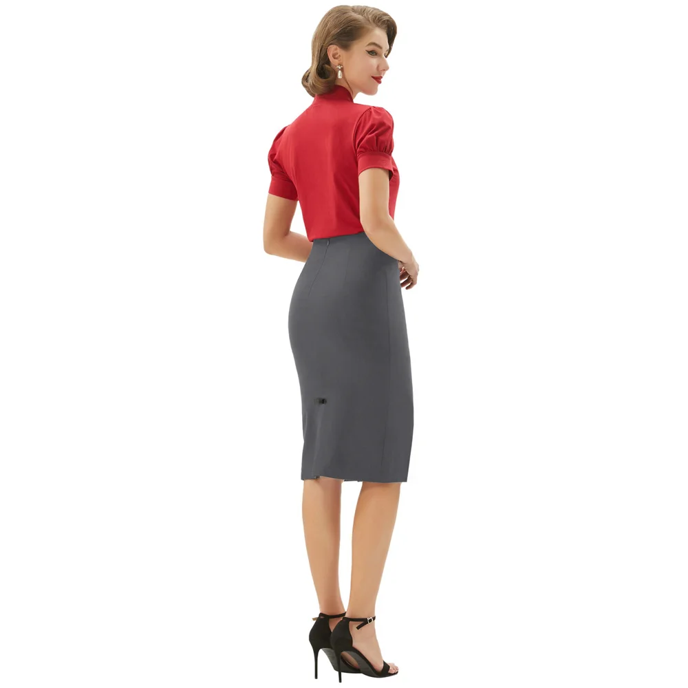Женский винтажный Ретро бантик Bodycon Карандаш с высокой талией Женская юбка стрейч