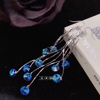 

Free Shipping Shiny Round CZ Zircon Drop Earring for Women Long Tassel Chain Dangle Earrings Statement Earrings Trendy Jewelry