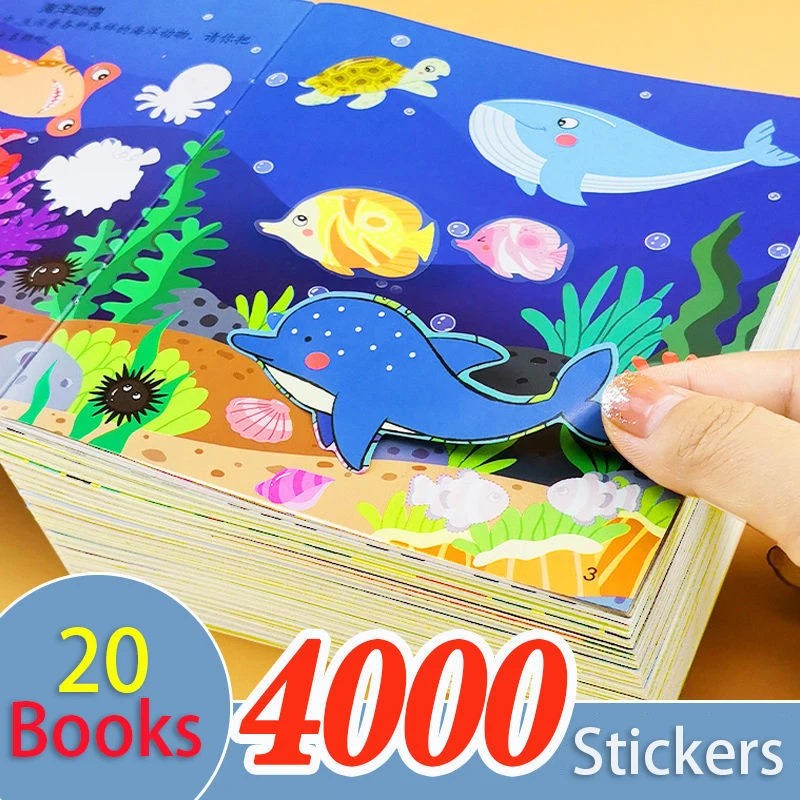 20 Children Attention Books Training Sticker Book Whole Brain Thinking Game Stickers 0-6 Years Old Enlightenment Early Education |